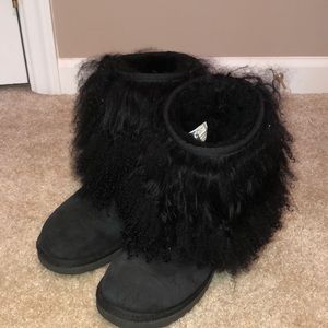 Black furry UGGs